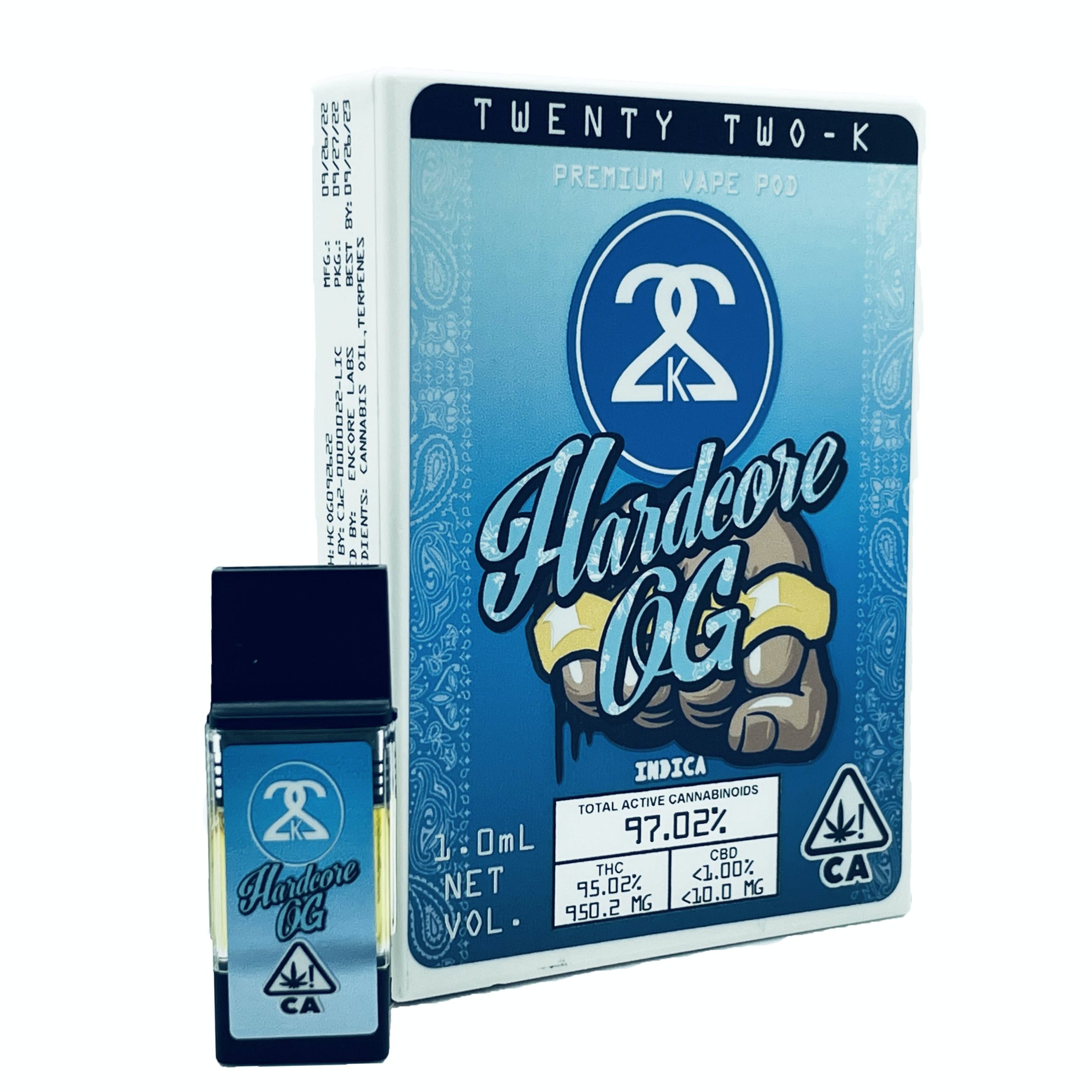 Featured image for “TWENTY TWO K / 22K 22K - Hardcore OG 1.0ml POD  [ I ] THC% 92.09”