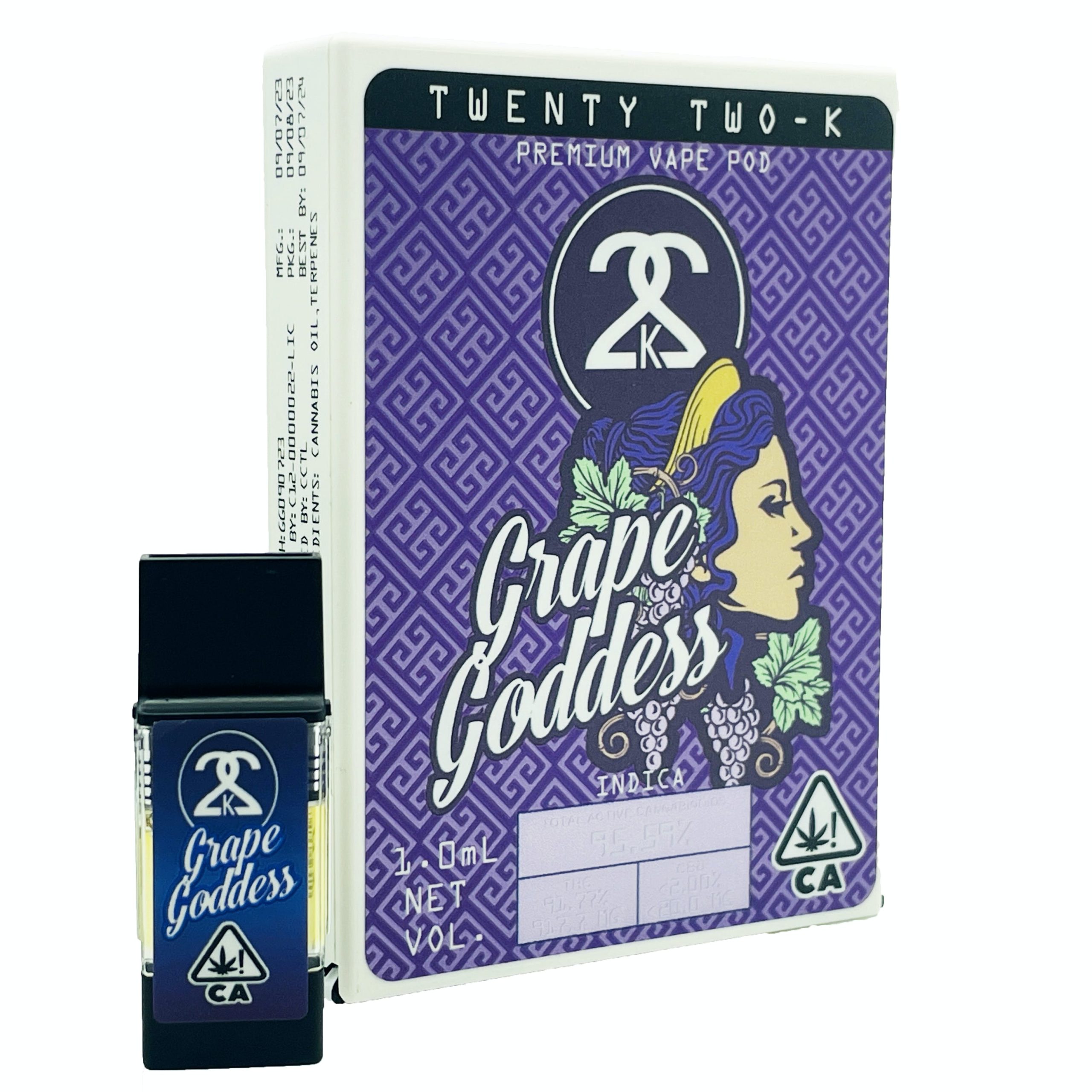 Featured image for “TWENTY TWO K / 22K 22K - Grape Goddess 1.0ml POD [ I ] THC% 91.77”