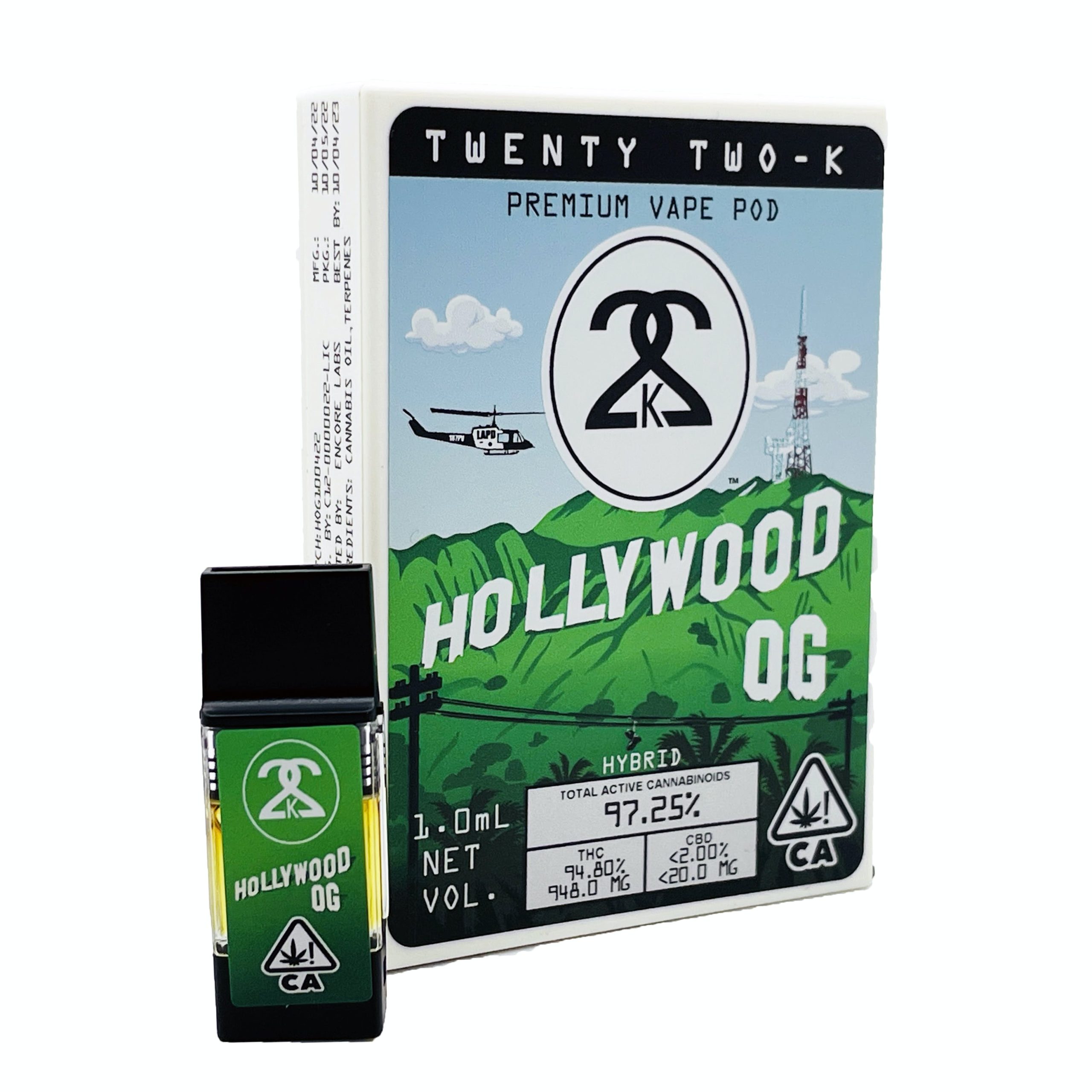 Featured image for “TWENTY TWO K / 22K 22K - Hollywood OG 1.0ml POD [ H ] THC% 93.40”