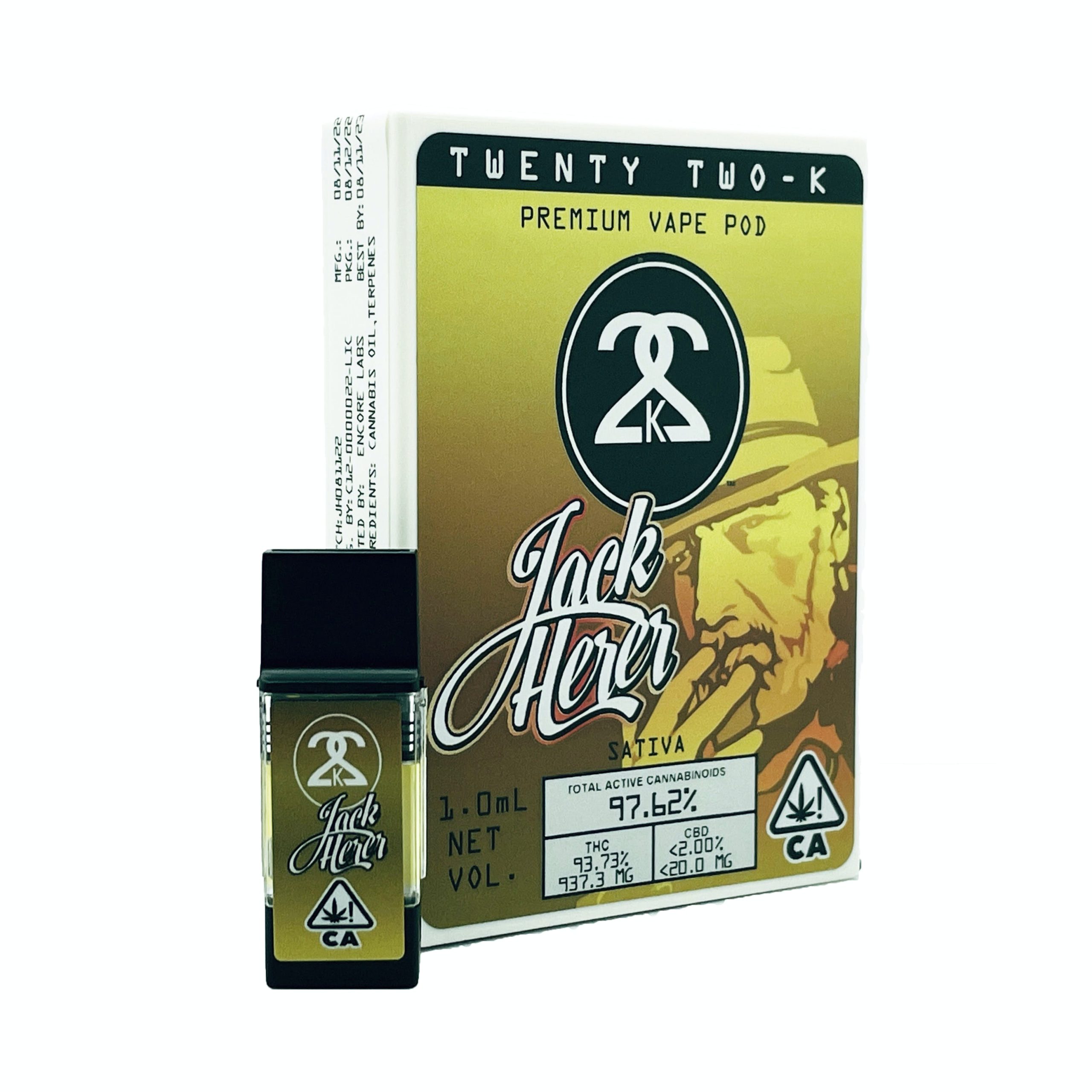 Featured image for “TWENTY TWO K / 22K 22K - Jack Herer 1.0ml POD [ S ] THC% 92.84”