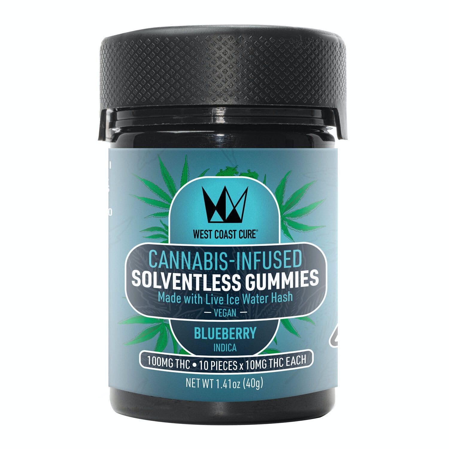 Featured image for “WEST COAST CURE Blueberry Flavored Solventless Gummies - 10x 10mg/gummy 100mg thc”