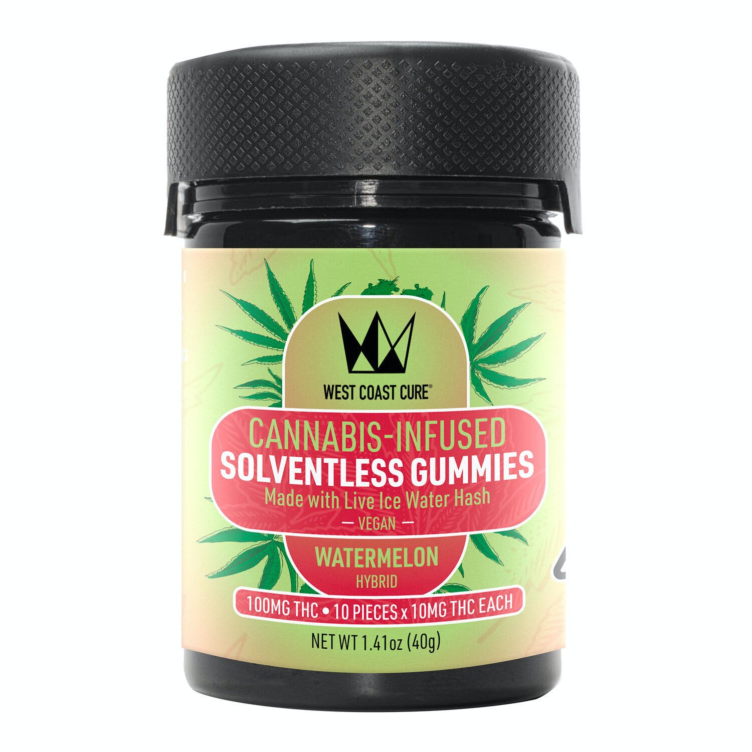 Featured image for “WEST COAST CURE Watermelon Flavored Solventless Gummies - 10x 10mg/gummy 100mg thc”