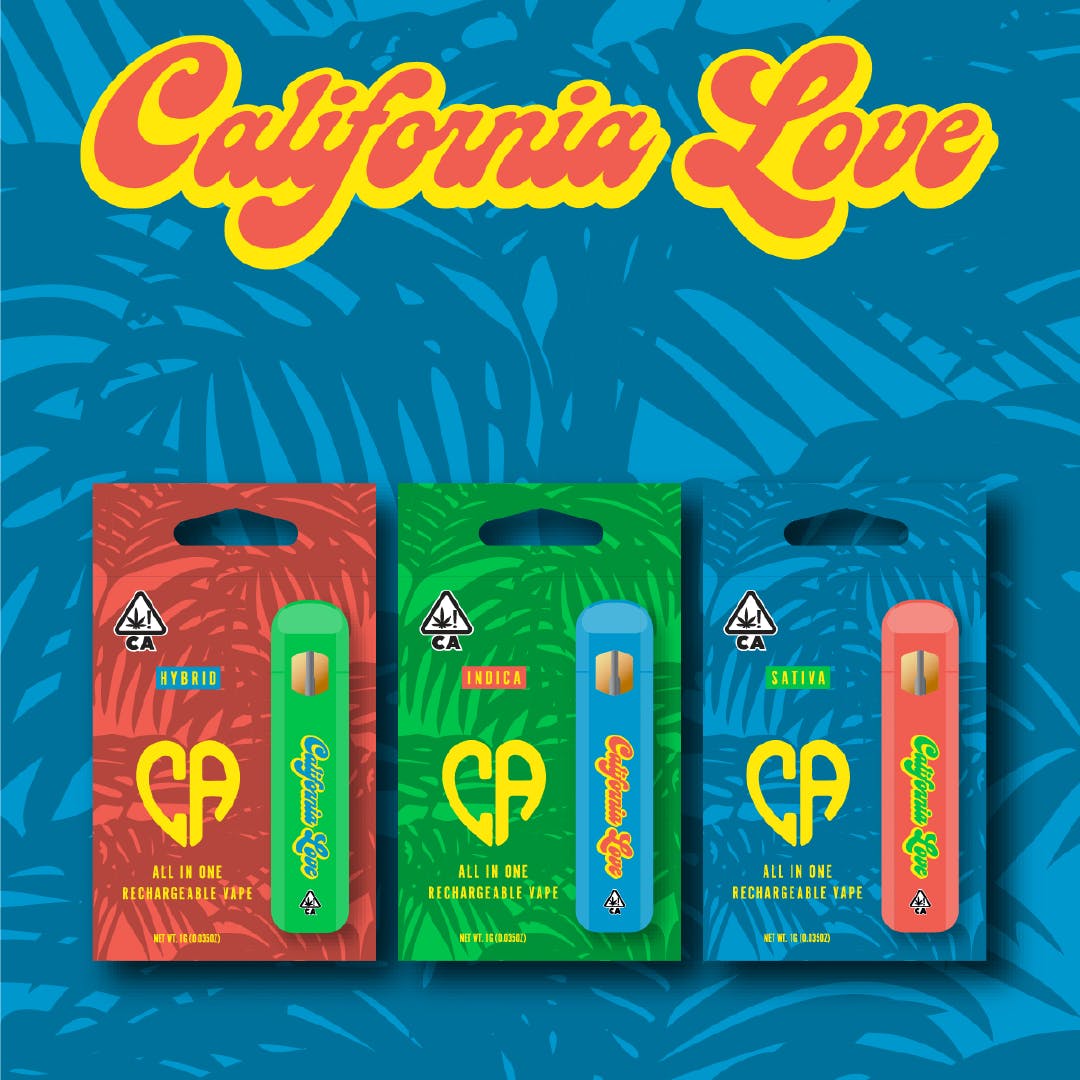 Featured image for “CALIFORNIA LOVE Rechargable Vapes | Watermelon OG | Indica | 1G THC % 90.6”